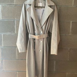 Tibi Light Grey Oversized Wool Pea Coat (Sample)
